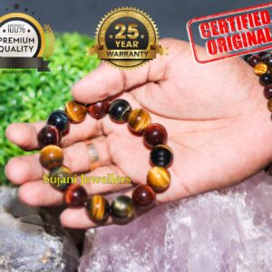 Natural Tiger's Eye Bracelet Yellow + Brown + Meroon + Black Colours  With 25 Years Warranty.
